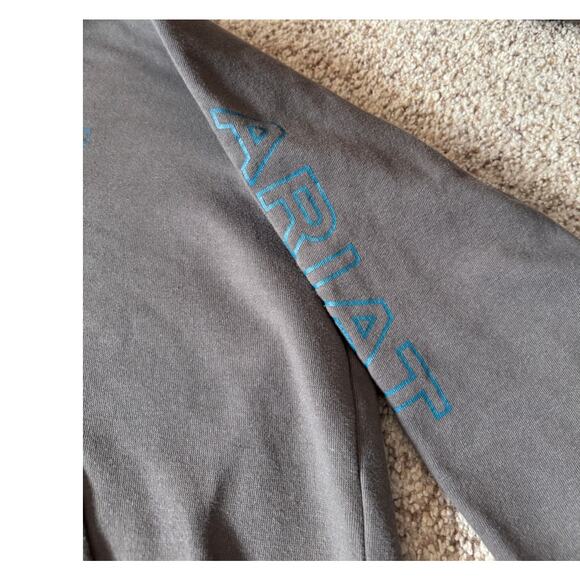 Ariat Womens Banyan Bark Half Zip Logo Sweatshirt Spellout Sleeve Western - Picture 7 of 8